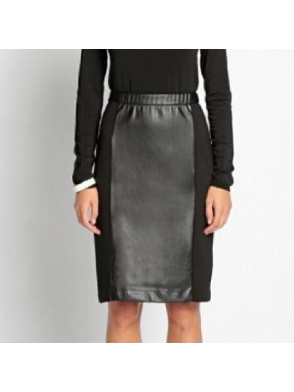 PINK Tartan Size 4 BNWT Black Vegan Leather Skirt